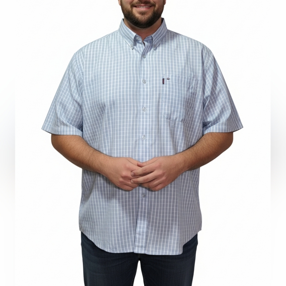 Dimension Men's NWOT Blue Striped Short Sleeve Casual Button Down Shirt Sz Large